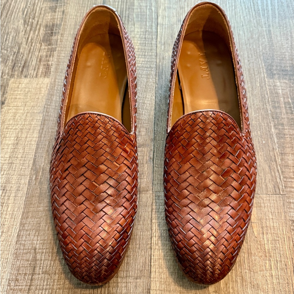 Taft Brown Woven Leather Slip-On Loafers
